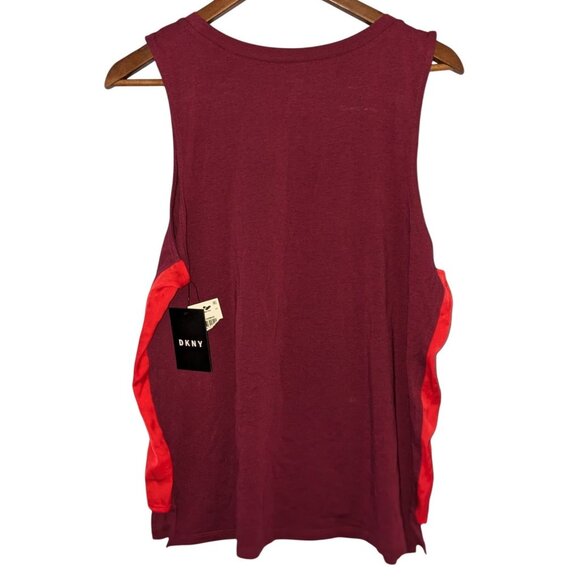 DKNY Women Burgundy Red Sleeveless Tank Top XL Cotton Blend - Picture 5 of 6